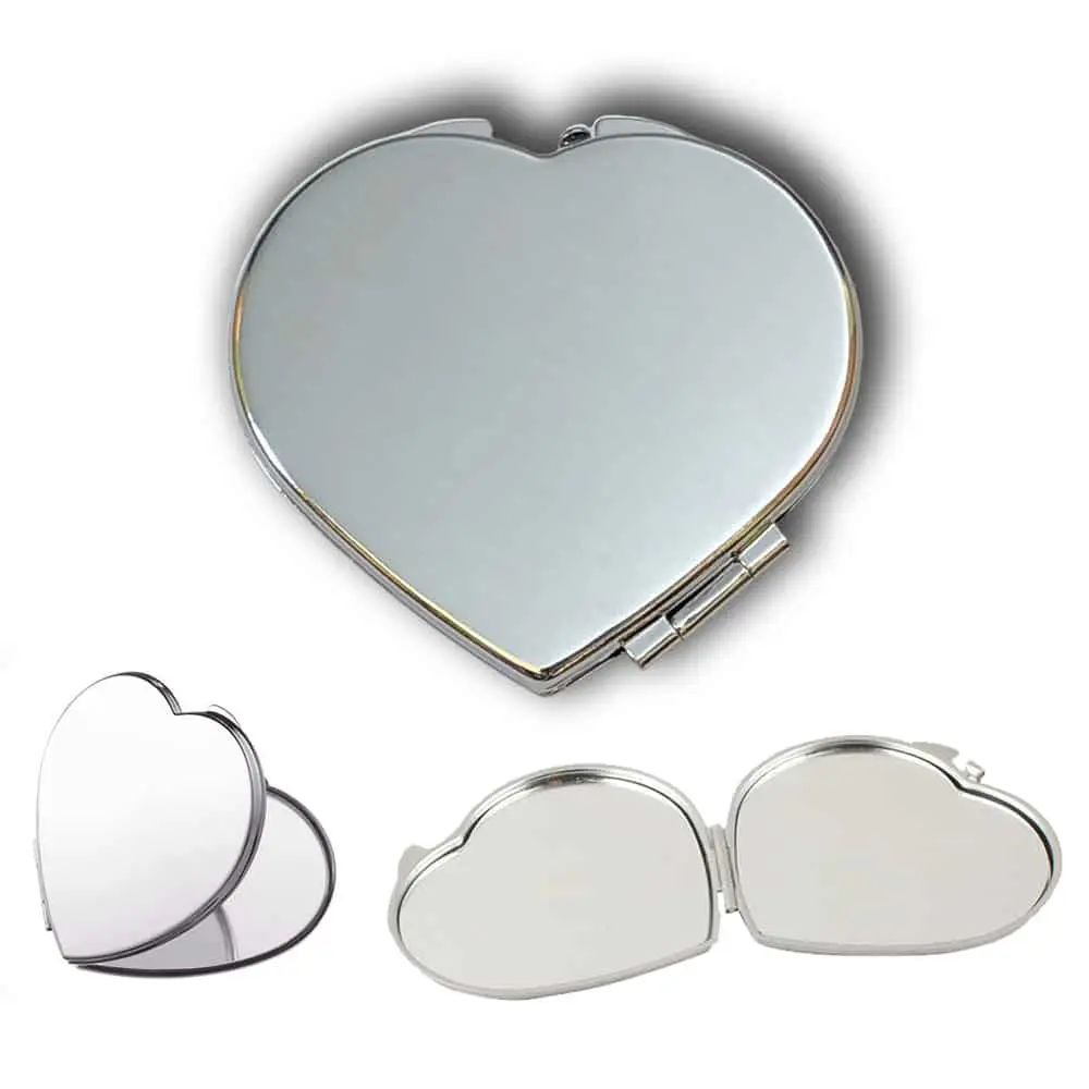 Custom Heart Mirror 3 Compact Custom Heart Mirror Gift | Plain Heart Mirror | Gifts Engraving