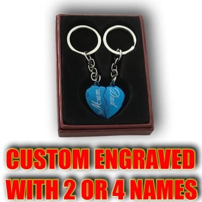 Blue Mum Dad Blue Broken Hearts Key Chain