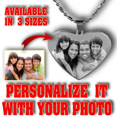 Personalized Dog Tag-Heart 6 Personalized Heart Pendant Custom Engraved With Photo Or Text