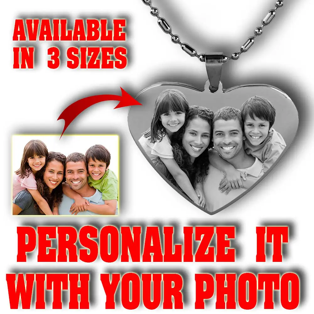 Personalized Dog Tag-Heart 4 Personalized Heart Pendant Custom Engraved With Photo Or Text