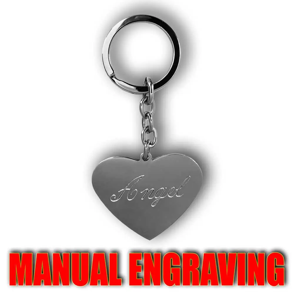 Manual Engraved Heart Keychain Keyring