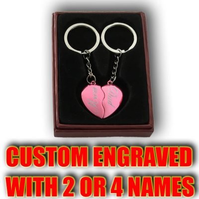 Pink Mum Dad Pink Broken Hearts Key Chain