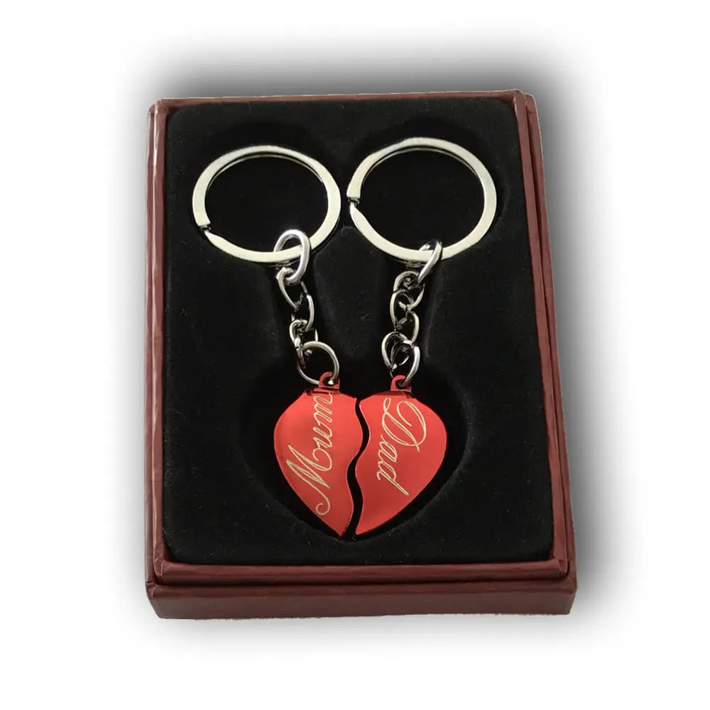 Broken Hearts Key Chain Red | Gifts Engraving