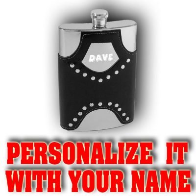 Personalized Bottle M01 Promo 2 Leatherette Flask 9 OZ M03