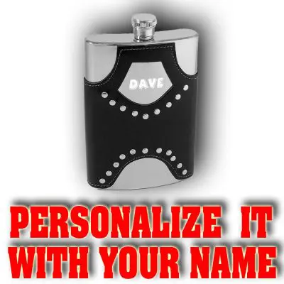 Personalized Bottle M01 Promo 2 Leatherette Flask 9 OZ M03