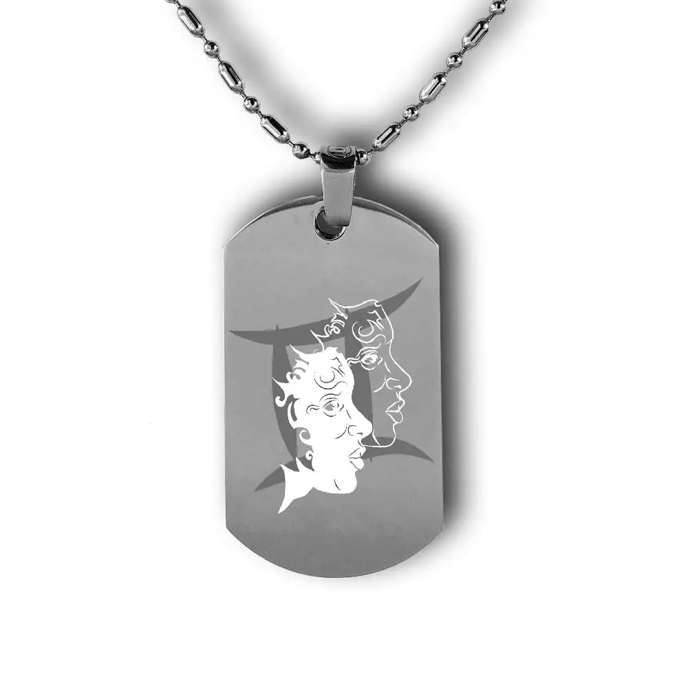 Gemini Dog Tag 3 Personalised Gemini Dog Tag Horoscope | Custom Gemini Tag | Gifts Engraving