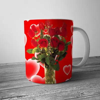 Personalized Hearts And Roses Mug | Custom Hearts And Roses Mug Gift | Gifts Engraving