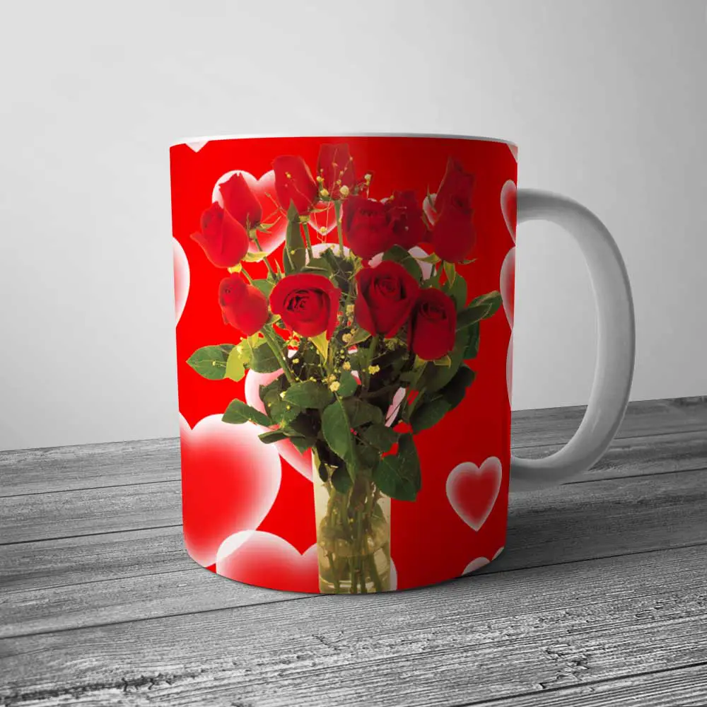 Hearts And Roses Mug 3 Personalized Hearts And Roses Mug | Custom Hearts And Roses Mug Gift | Gifts Engraving